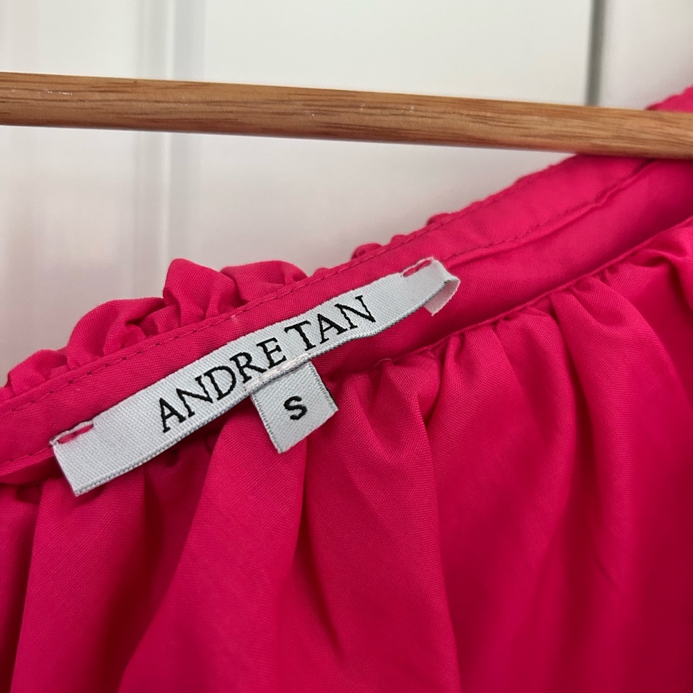 Andre Tan Designer Women's small high low elegant flowy feminine pink dress nwot - Picture 7 of 16